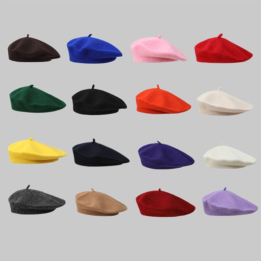 Beret French Wool - Осенние женские зимние теплые шерстяные береты,