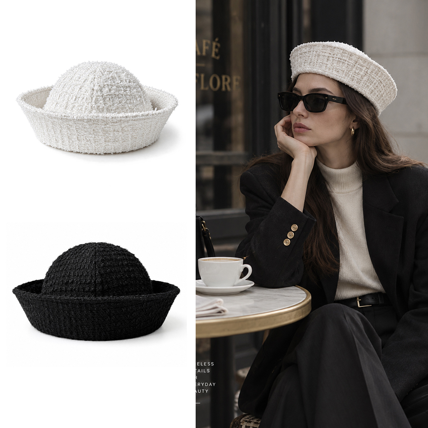 Beret French Wool - 2027 Однотонная французская флотская шляпа для