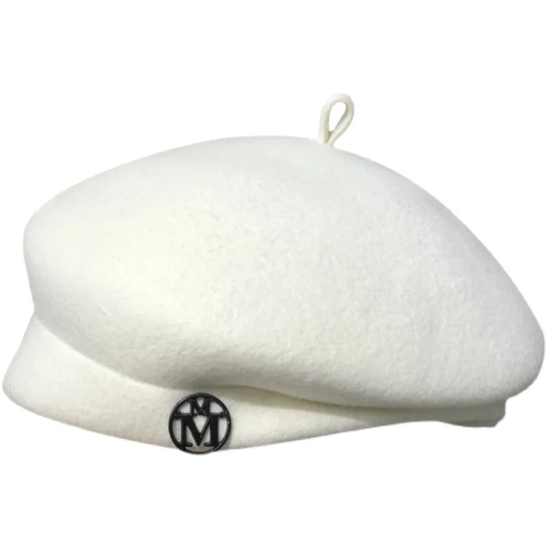 Beret French Wool - Белый шерстяной берет для женщин —